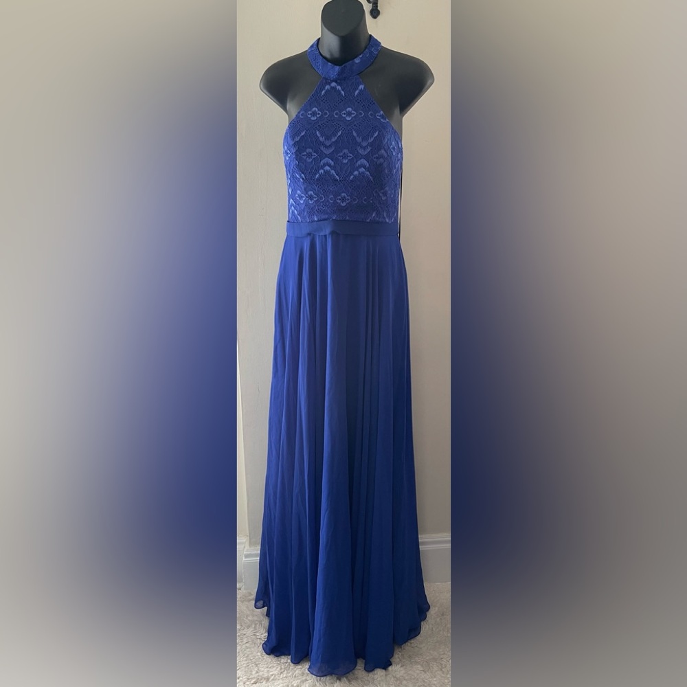 Nox Anabel Elegant Blue Halter Maxi Dress Size Medium